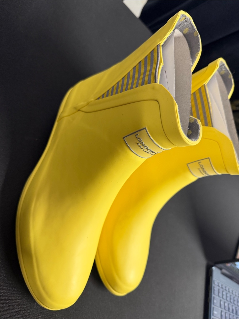 London Fog Yellow Chelsea Rain Booties - Picture 2 of 3
